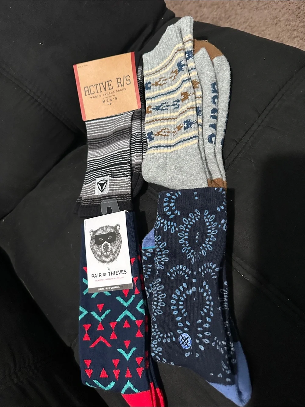Active USA Men’s Assorted Casual Socks – Navy, Gray, Black, Red, Teal, Brown